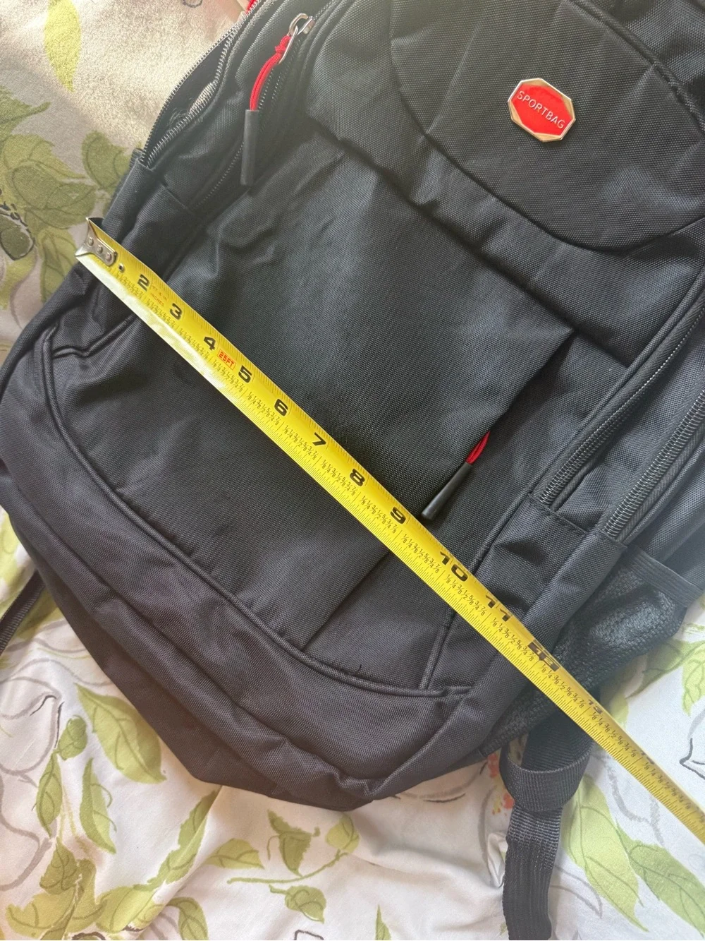 Black Men's Backpack with Red Accents